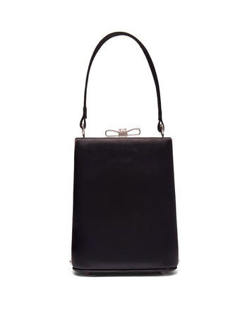 Satin Minaudiere With Jewelled Bow Black