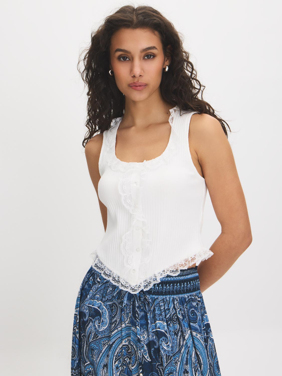 Rib Jersey Corset Look Tank | Suzy Shier