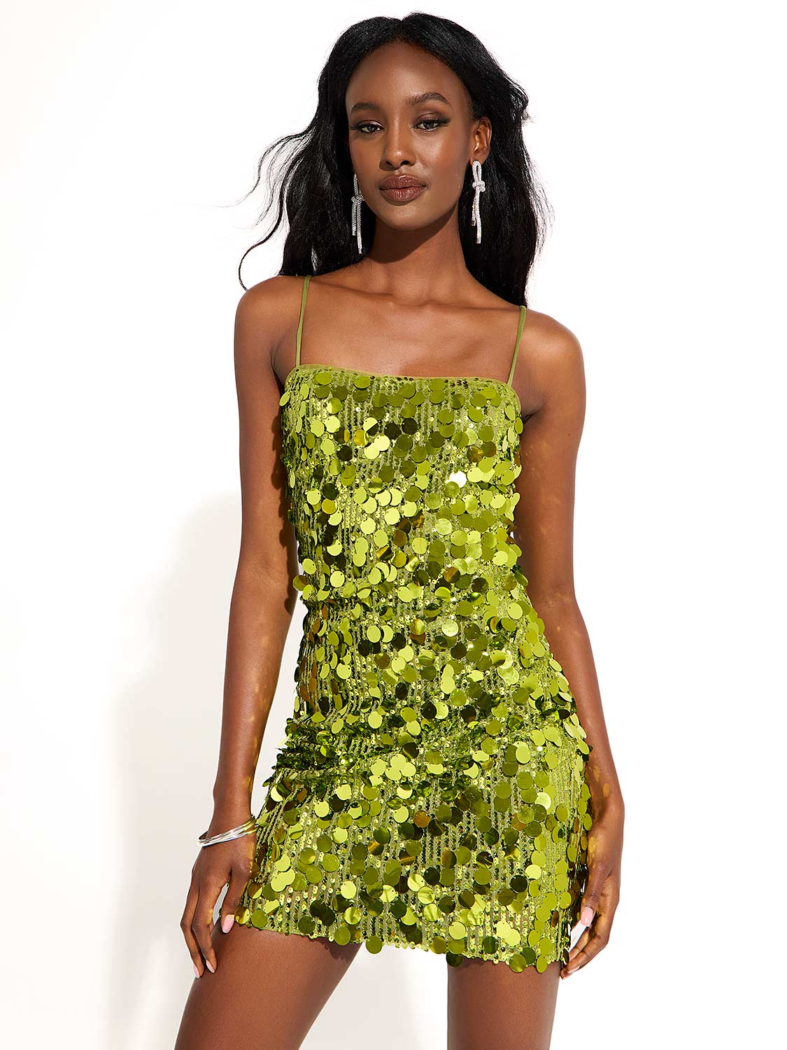 Cocktail Dress Sequin Neon Dress Neon Green Mini Dress Mini Dress