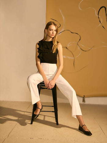 Straight Leg Pull-On Pants White