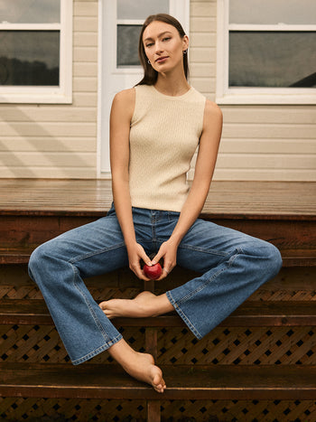 Cable Knit Sleeveless Sweater Makeup