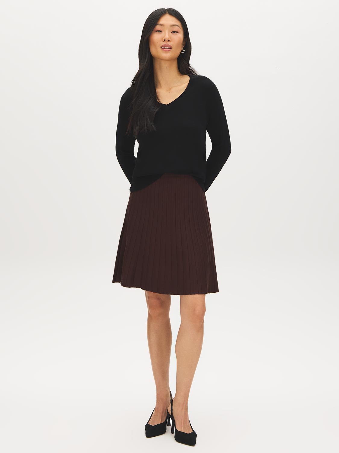 Pleated Sweater Knit Mini Skirt | Suzy Shier