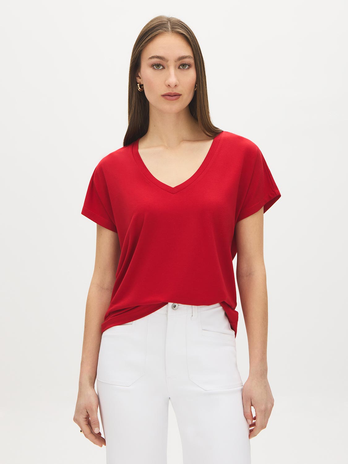 V-Neck Dolman Sleeve Jersey Top | Suzy Shier