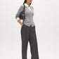 MG Grey Mix Twofer Cable Knit V-Neck Cardigan - Front View - Suzy Shier