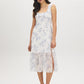 Snow White Floral Chiffon Dress with Ruffled Straps - Woman Wearing Tiered Skirt Dress - Suzy Shier