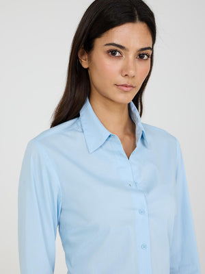 Button-Front Blouse Provence Blue