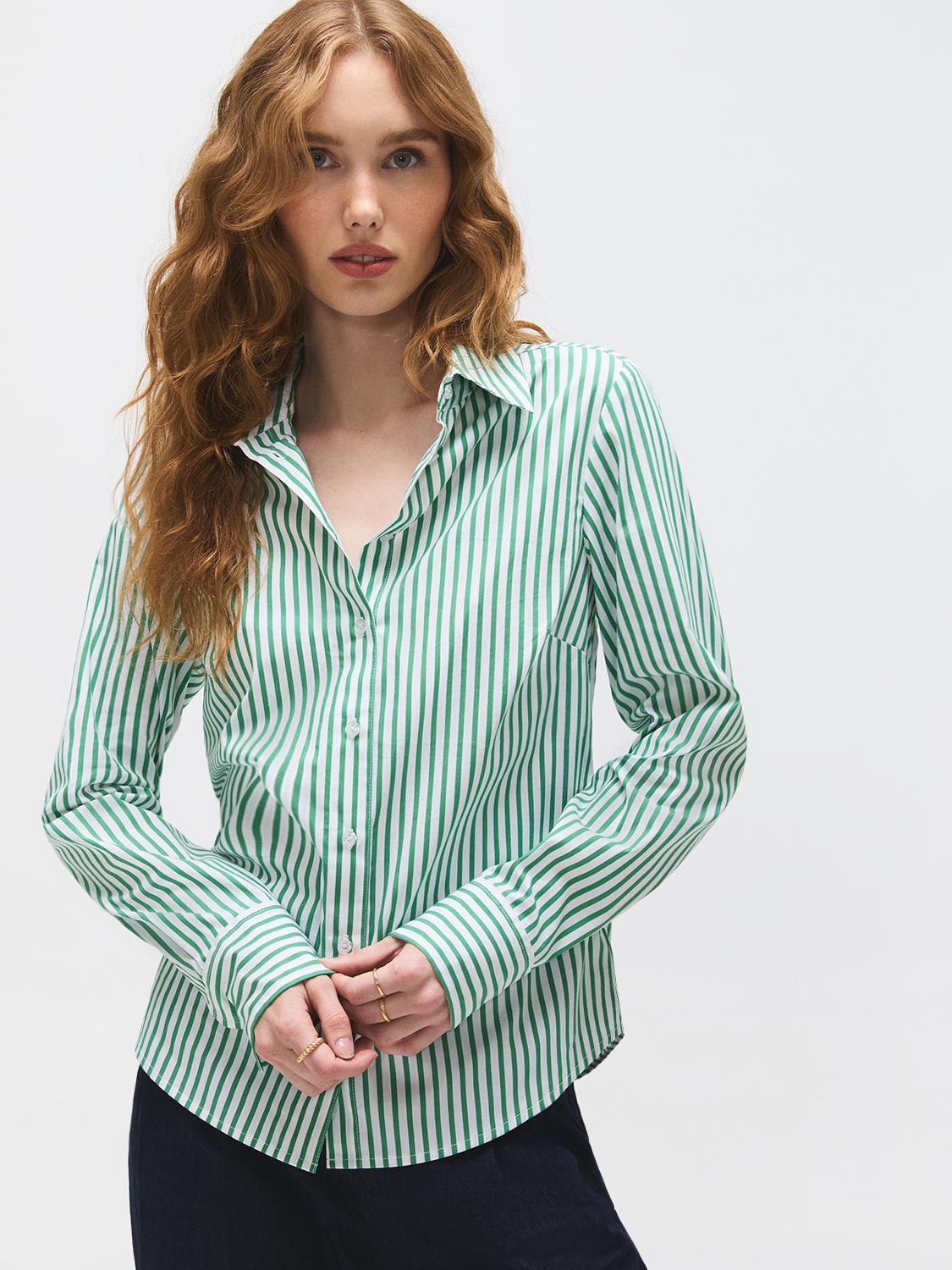 Striped Cotton Blend Blouse