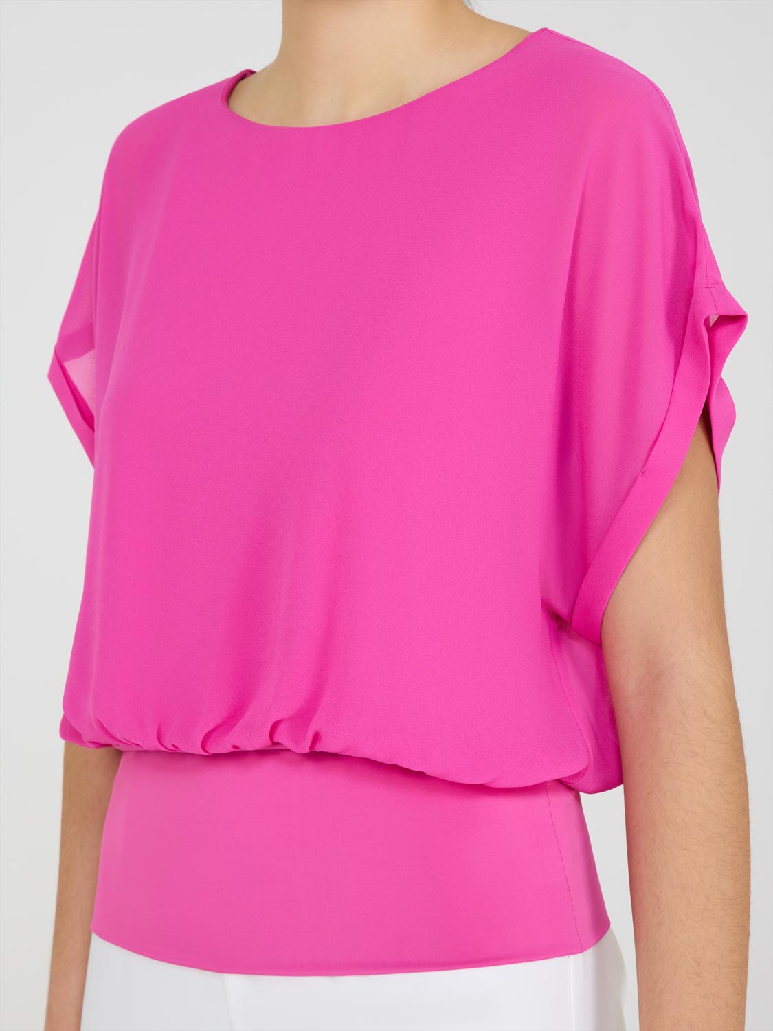 売れ筋商品|||ダナ キャラン ニューヨーク カットソー トップス レディース Women's Seamed Chiffon-Trim Dolman-Sleeve Top Palest Pink ダナ キャラン ニューヨーク レディース カットソー トップス