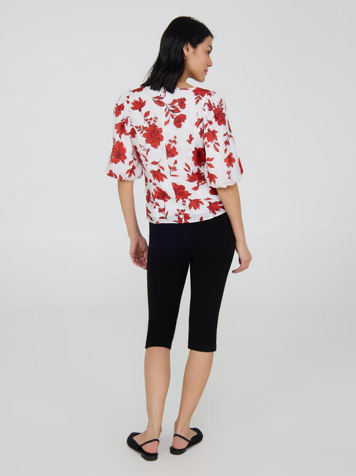 Puff Sleeve V-Neck Floral Top