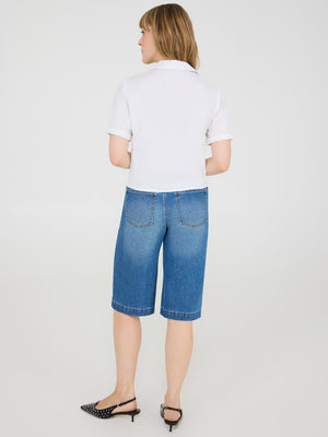 Blouse boutonnée en coton à manches bouffantes White