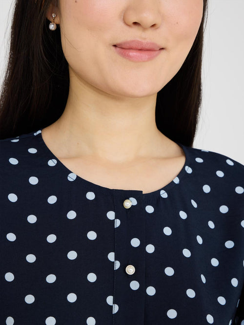 Dot Print Puff Sleeve Blouse