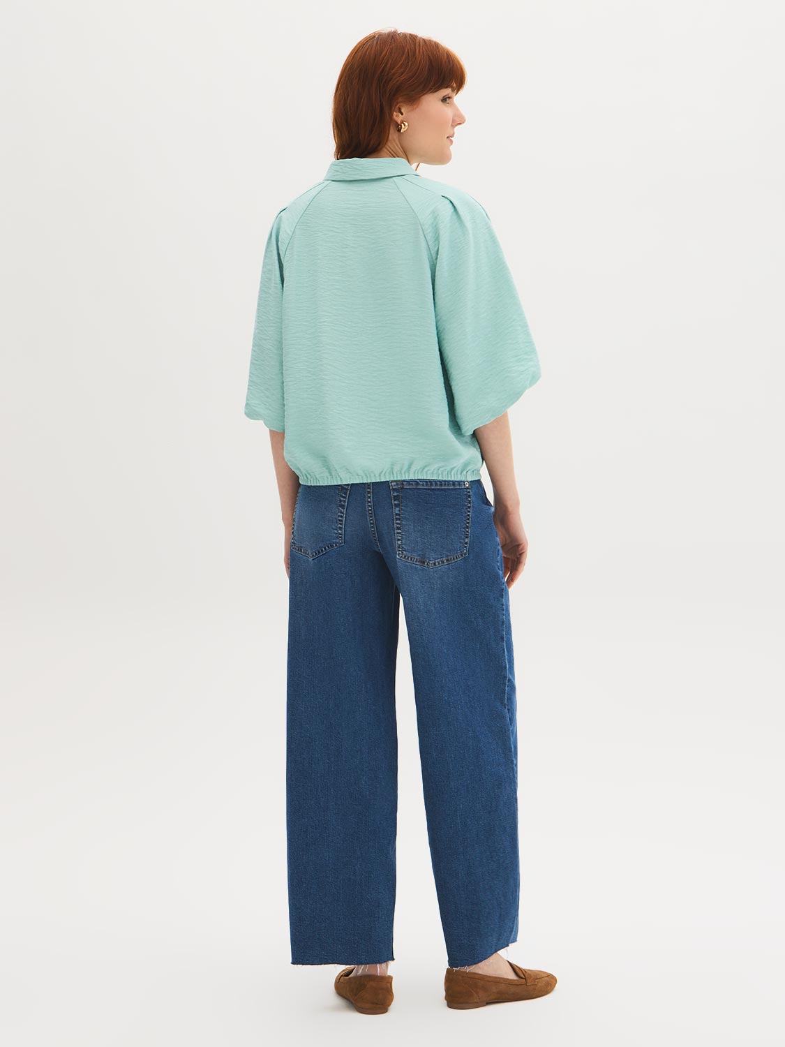 Balloon Sleeve Button-Front Blouse – Suzy Shier
