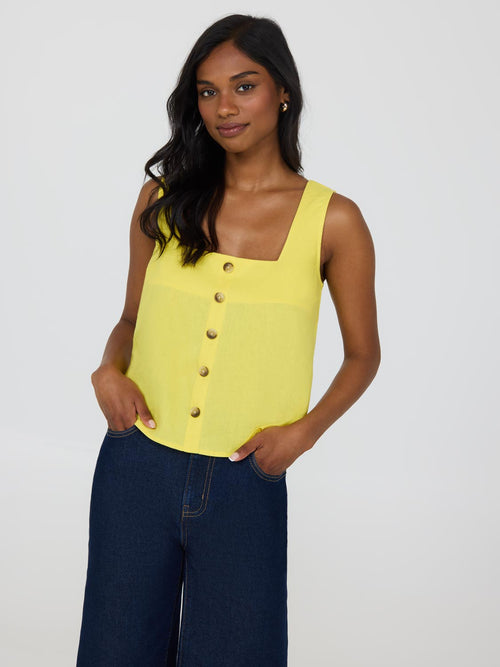 Square Neck Linen Tank Top