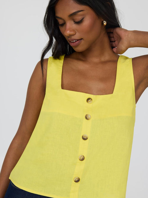 Square Neck Linen Tank Top