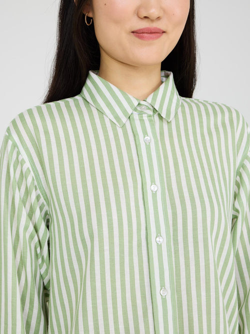 Striped Button-Front Loose Blouse