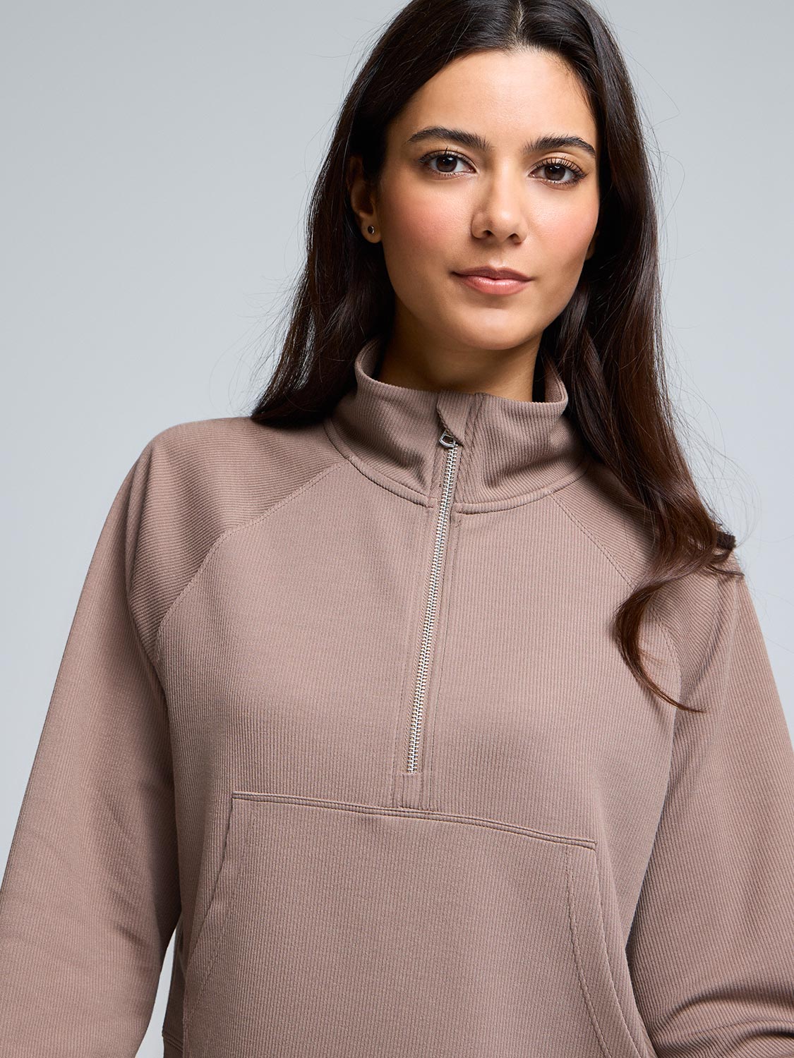Half-Zip Ribbed Sweatshirt – Suzy Shier