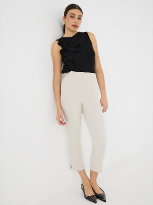 Sleeveless Ruffle Front Top Black