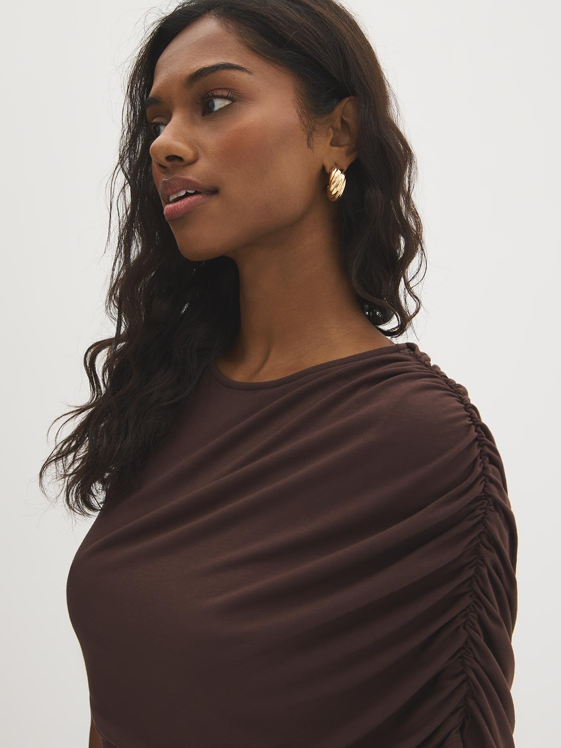 Asymmetric Ruched One-Shoulder Top
