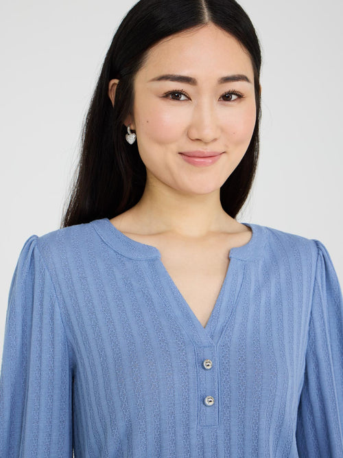 Pointelle V-Neck Top