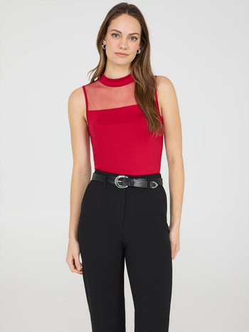 Double Layer Mesh Yoke Top Mars Red