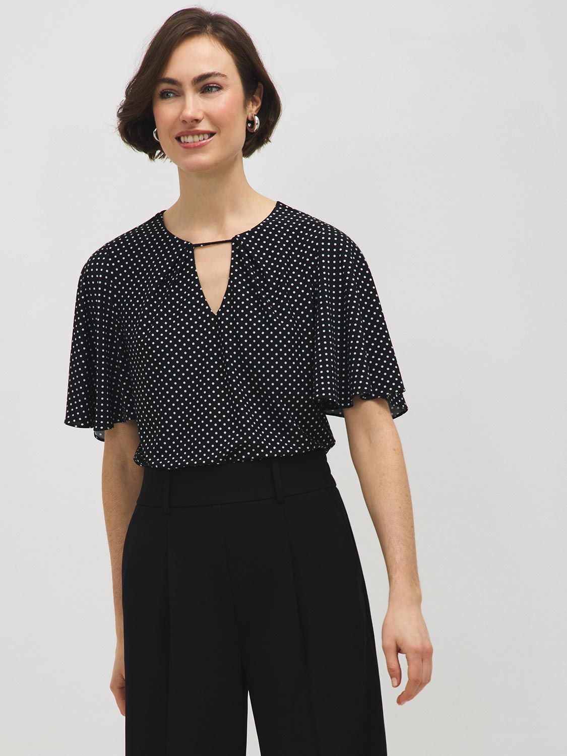 Polka Dot Flutter Sleeve Top – Suzy Shier