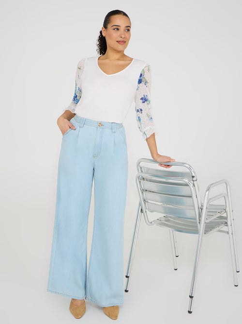 Floral Print Chiffon Sleeve Top