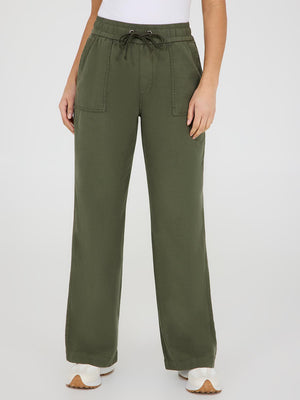 Wide-Leg Tencel Pants Dk Green