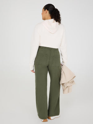 Wide-Leg Tencel Pants Dk Green