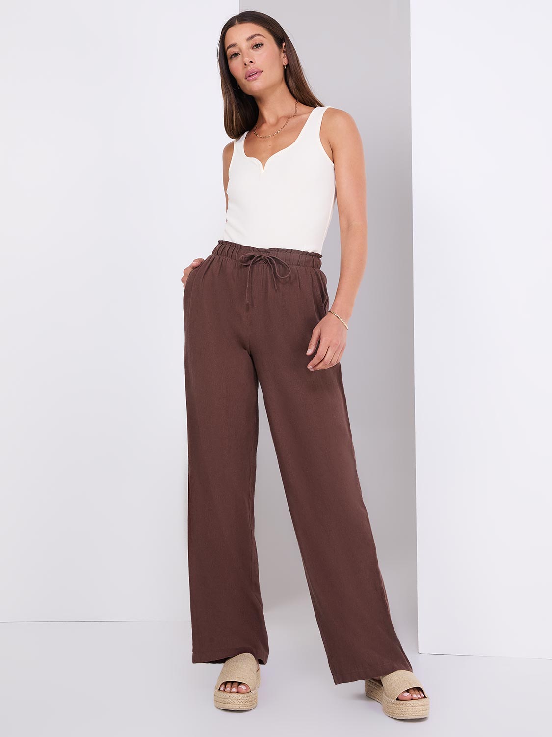 Wide-Leg Linen Palazzo Pants – Suzy Shier