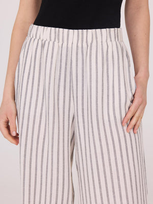 Pantalons palazzo en lin rayé Sand