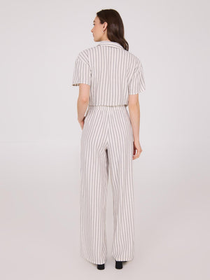 Pantalons palazzo en lin rayé Sand