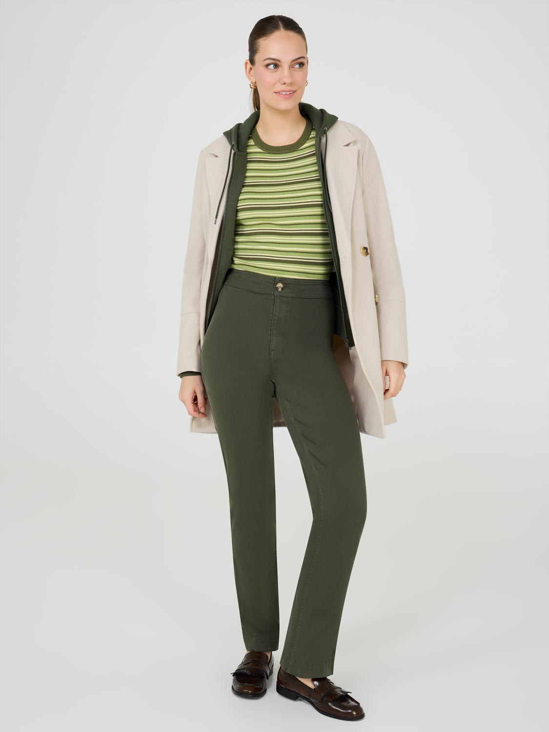 【ミルク】1tuck straight pants lapiis Tencel Mid-Rise Straight Leg Pants – Suzy Shier