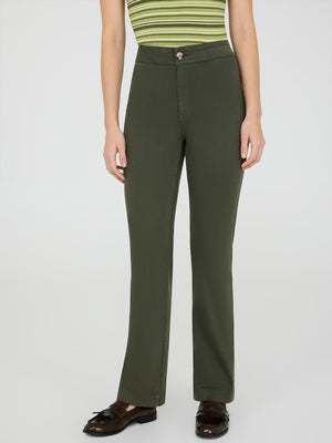 Tencel Mid-Rise Straight Leg Pants Dk Green