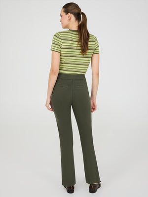 Pantalon droit en Tencel à taille mi-haute Dk Green