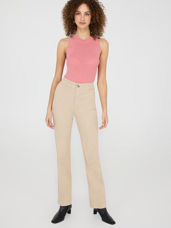 Tencel Mid-Rise Straight Leg Pants Sand