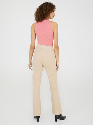 Pantalon droit en Tencel à taille mi-haute Sand