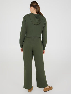 Wide-Leg Fleece Pants Dk Green