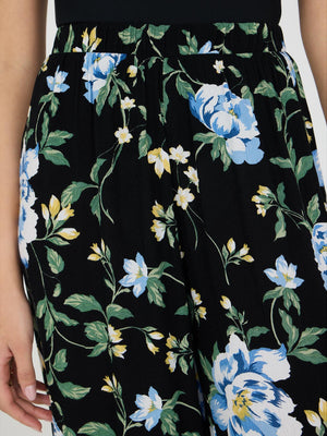 Pantalon palazzo à jambe large et imprimé floral Black