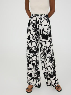 Pantalon palazzo à jambe large et imprimé Black