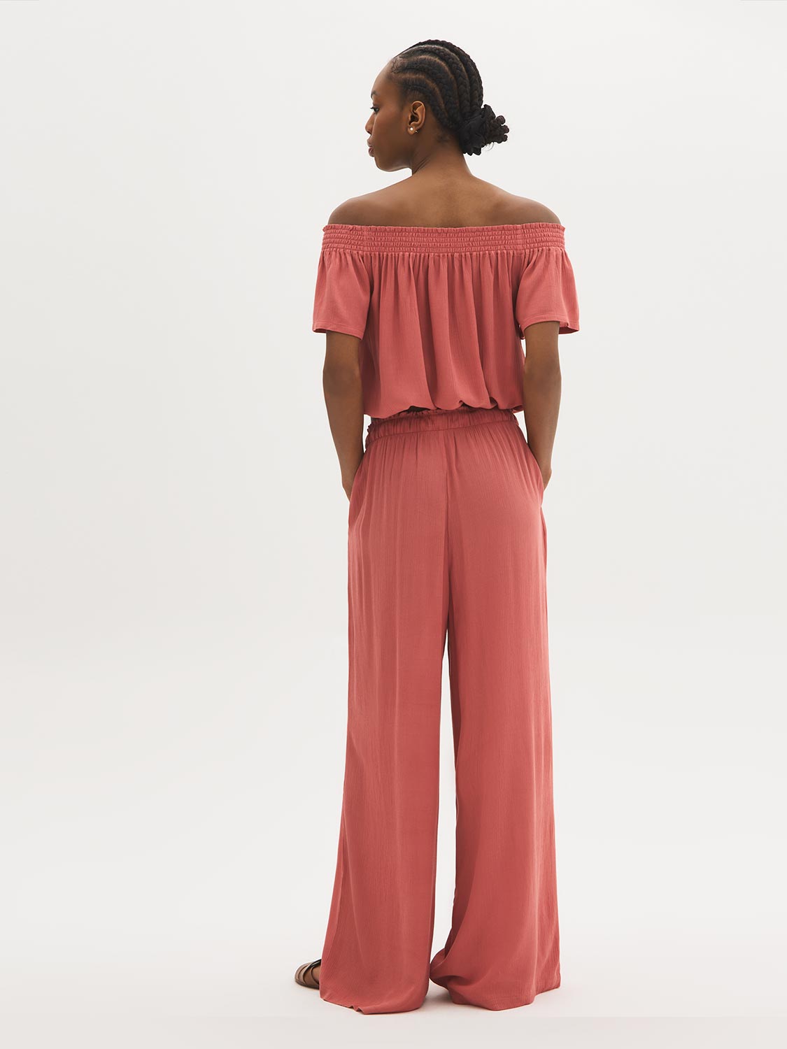 Crinkle Gauze Wide-Leg Pants