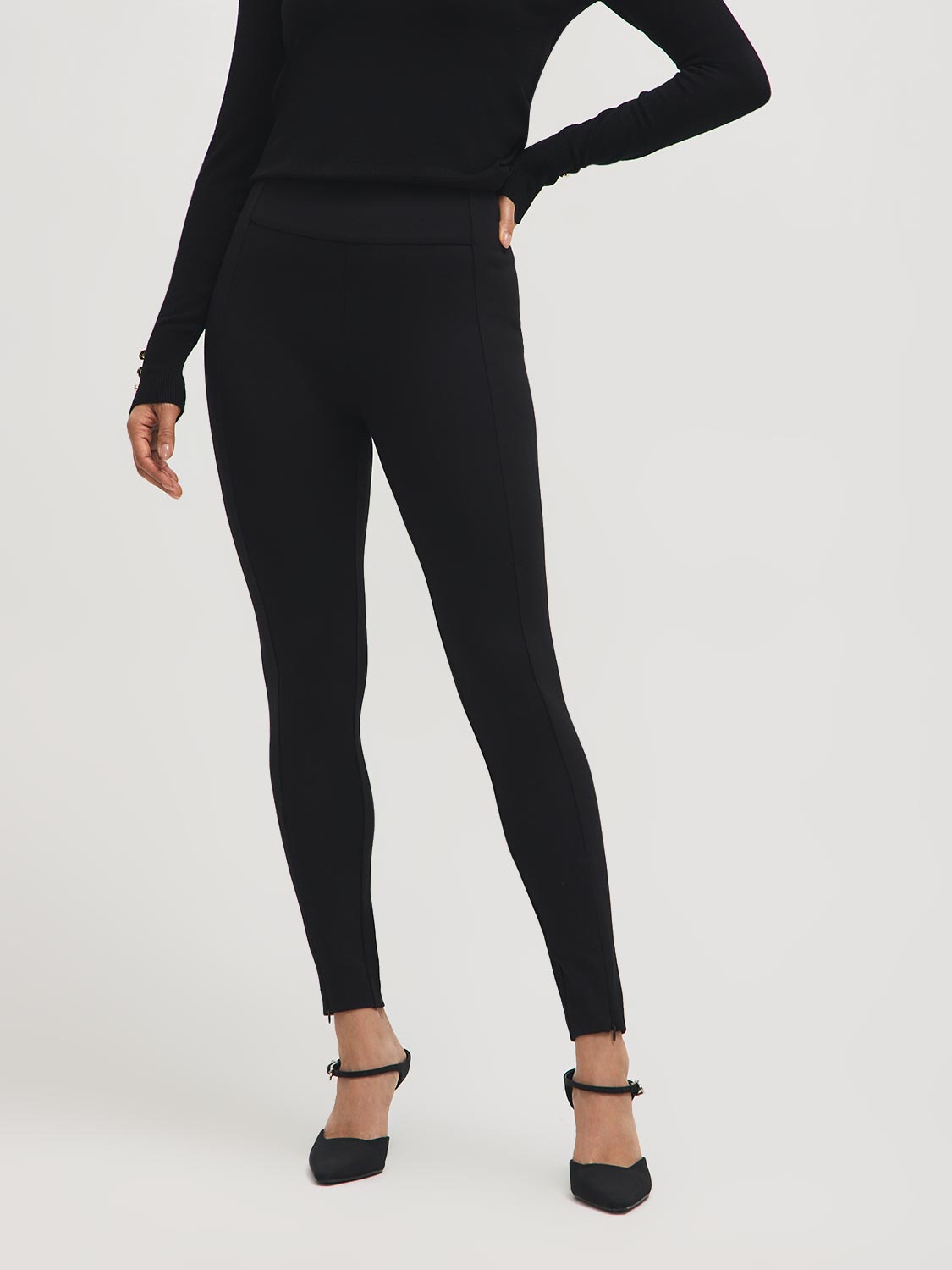 Zipper Hem Skinny Leg Pants