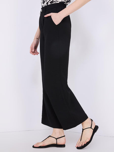 Waistband Detail Wide Leg Trouser | boohoo