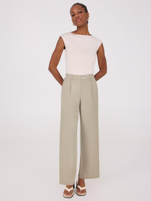 Mid-Rise Wide-Leg Pants Fawn
