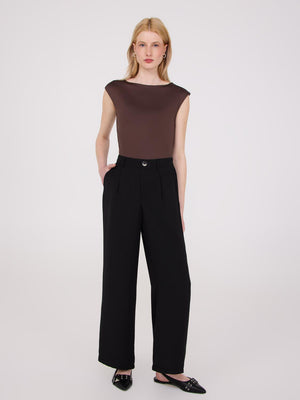 Mid-Rise Wide-Leg Pants Black