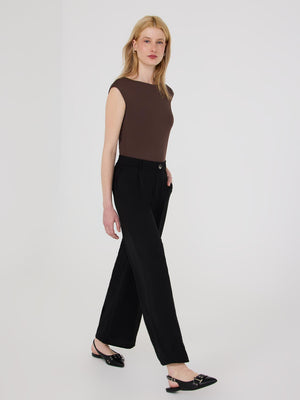Mid-Rise Wide-Leg Pants Black
