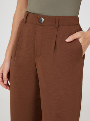 Mid-Rise Wide-Leg Pants Med Brown