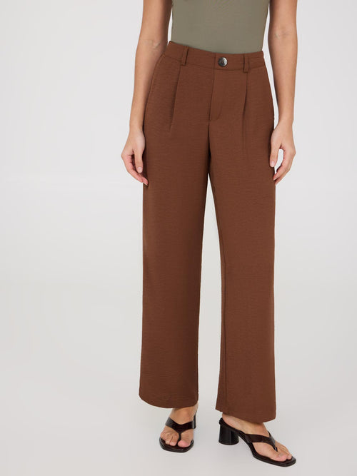 Pantalon à jambe large et taille mi-haute