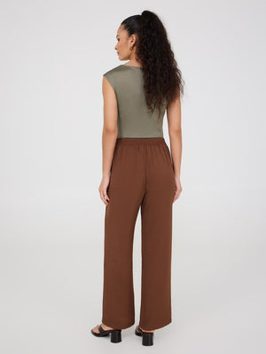 Mid-Rise Wide-Leg Pants Med Brown