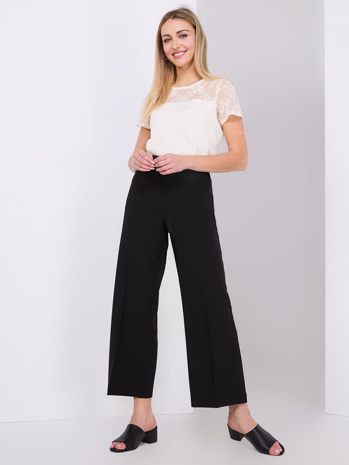Cropped Wide-Leg Pants With Gold Hardware
