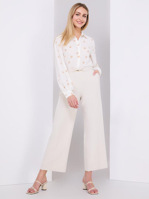 Cropped Wide-Leg Pants With Gold Hardware